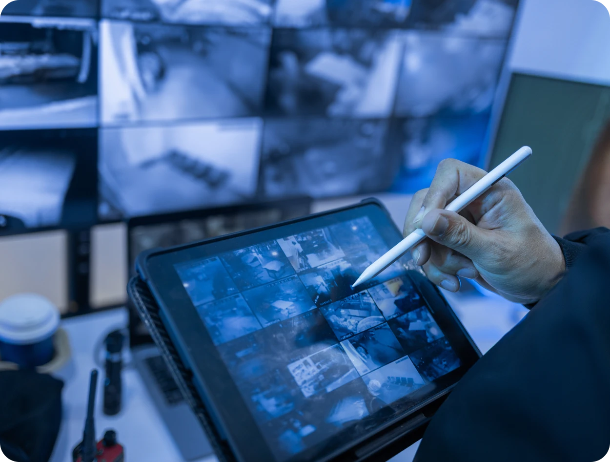 Surveillance setup with tablet and stylus